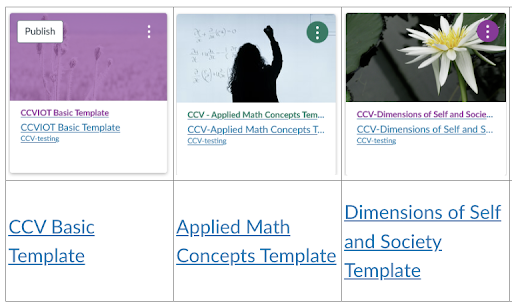 CCV Course Templates CCV Faculty Resource Center