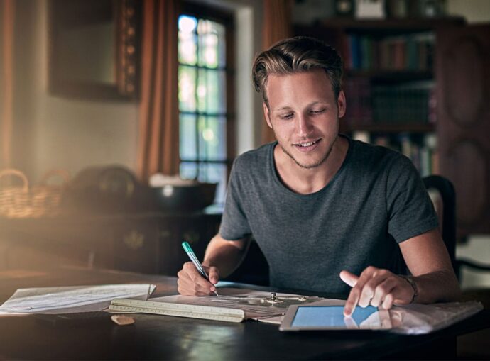 Student taking an online 